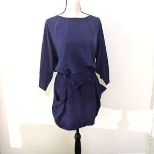 🌟BCBG MaxAzria Navy Blue Button Sleeve Dress Size XXS